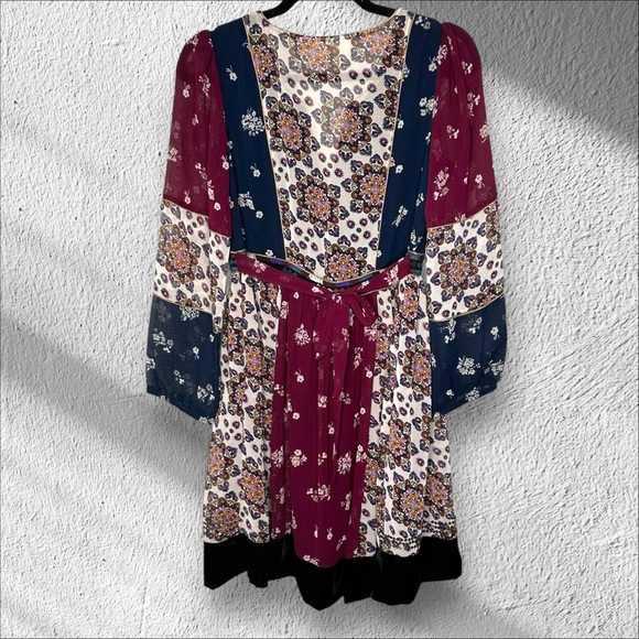 Maeve Anthropologie Small Quartier Latin Patchwork Mini Dress Bohemian Colorful - Picture 2 of 16